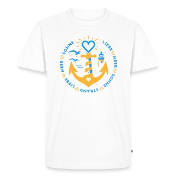 SEA SUN BEACH LOVE Anchors and Hearts 4 - Men's Premium Organic T-Shirt - white - Front - Nico (187cm)