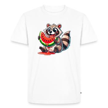 Raccoon Melon Watermelon Cute Cartoon Summer - Men's Premium Organic T-Shirt - white - Front - Nico (187cm)