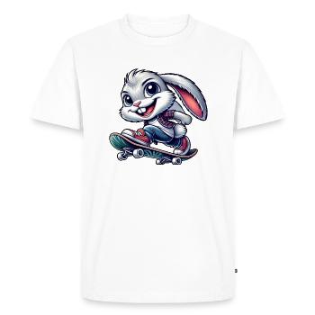 Lapin Blanc Skateboard Skateboarder Drôle - T-shirt Premium bio Homme - blanc - Devant - Nico (187cm)