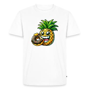 Funny Pineapple Donut Cartoon Fruity Sweet Desig - Men's Premium Organic T-Shirt - white - Front - Nico (187cm)