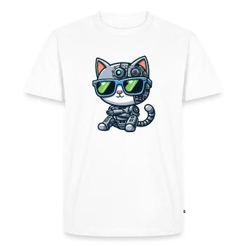 Chat Chat Robot Mech Cyborg Science-Fi - T-shirt Premium bio Homme - blanc - Devant - Nico (187cm)