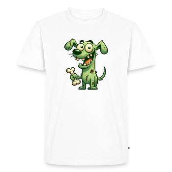 Halloween chien drôle zombie dessin animé - T-shirt Premium bio Homme - blanc - Devant - Nico (187cm)