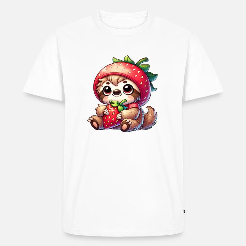 Faultier Erdbeere Sommerfrucht Design - Männer Premium Bio T-Shirt - undefined