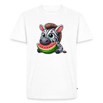 Zebra Watermelon Cartoon Summer Fruits - Men's Premium Organic T-Shirt - white - Front - Nico (187cm)