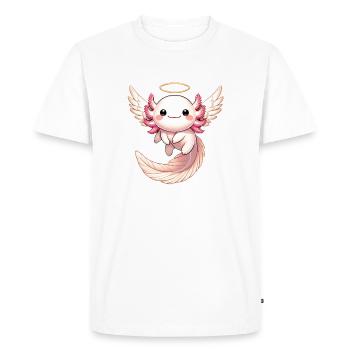 Axolotl Ange Volant avec Joy Halo - T-shirt Premium bio Homme - blanc - Devant - Nico (187cm)