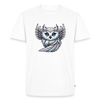 Cute Snowy Owl with Blue Eyes Angel Wings - Men's Premium Organic T-Shirt - white - Front - Nico (187cm)