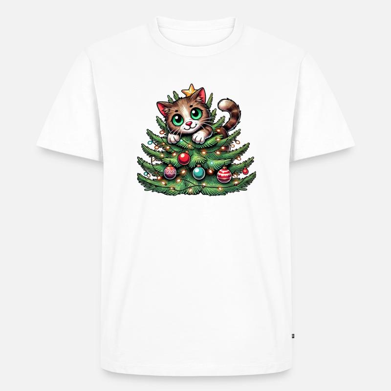 Weihnachtsbaum Katze Weihnachtsmann Comic - Männer Premium Bio T-Shirt - undefined