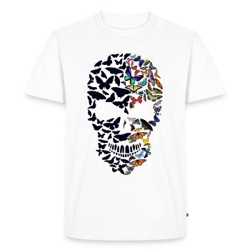 tete de mort papillon skull forme crane coter fant - T-shirt Premium bio Homme - blanc - Devant - Nico (187cm)
