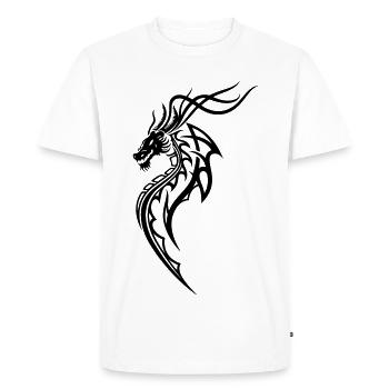 Fantasy Dragon Line Art – Tribal Tattoo Style - Men's Premium Organic T-Shirt - white - Front - Nico (187cm)