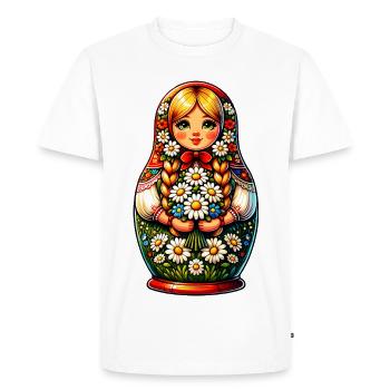 Matriochka en russe Matriochka Poupée Russe - T-shirt Premium bio Homme - blanc - Devant - Nico (187cm)