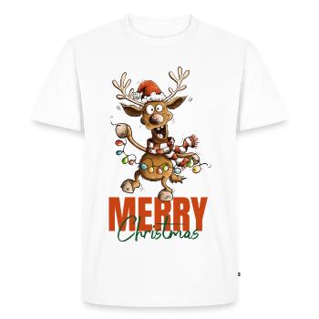 Noël fou Renne, joyeux Noël - T-shirt Premium bio Homme - blanc - Devant - Nico (187cm)