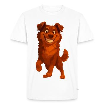 Sourire de dessin animé du Berger australien - T-shirt Premium bio Homme - blanc - Devant - Nico (187cm)