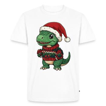 Dinosaure T-Rex Noël - T-shirt Premium bio Homme - blanc - Devant - Nico (187cm)