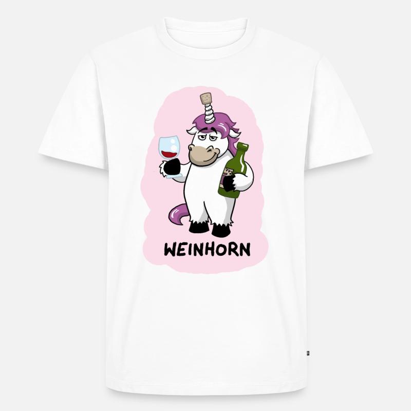 Weinhorn Einhorn - Männer Premium Bio T-Shirt - Weiß