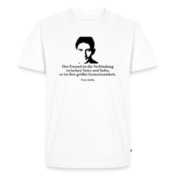 Kafka: The friend is the connection between Vat - Men's Premium Organic T-Shirt - white - Front - Nico (187cm)
