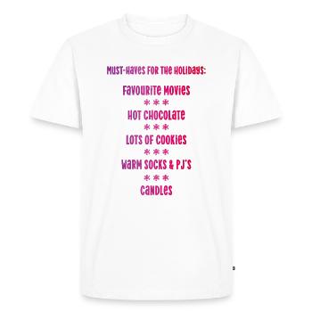 Vacances de Noël Films de Noël biscuits CADEAU PJs - T-shirt Premium bio Homme - blanc - Devant - Nico (187cm)