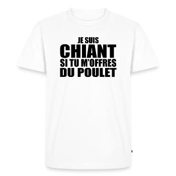 Homme qui adore : Poulet. Design Drôle Humour - T-shirt Premium bio Homme - blanc - Devant - Nico (187cm)