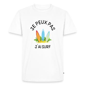 je peux pas j´ai surf - T-shirt Premium bio Homme - blanc - Devant - Nico (187cm)