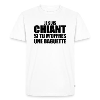 Man who adores: Baguette. Funny Design Humor - Men's Premium Organic T-Shirt - white - Front - Nico (187cm)
