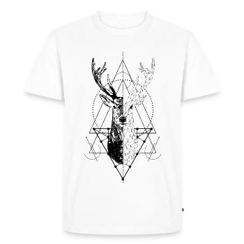 Geometric stag - Men's Premium Organic T-Shirt - white - Front - Nico (187cm)