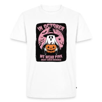 Fantôme rose d’Halloween - T-shirt Premium bio Homme - blanc - Devant - Nico (187cm)