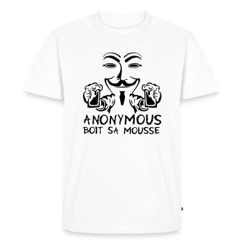 anonymous boit mousse biere alcool humou - T-shirt Premium bio Homme - blanc - Devant - Nico (187cm)