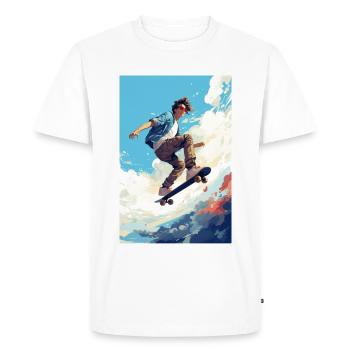 Den unge mand og skateboardet - Herre Premium økologisk T-shirt - hvid - Foran - Nico (187cm)