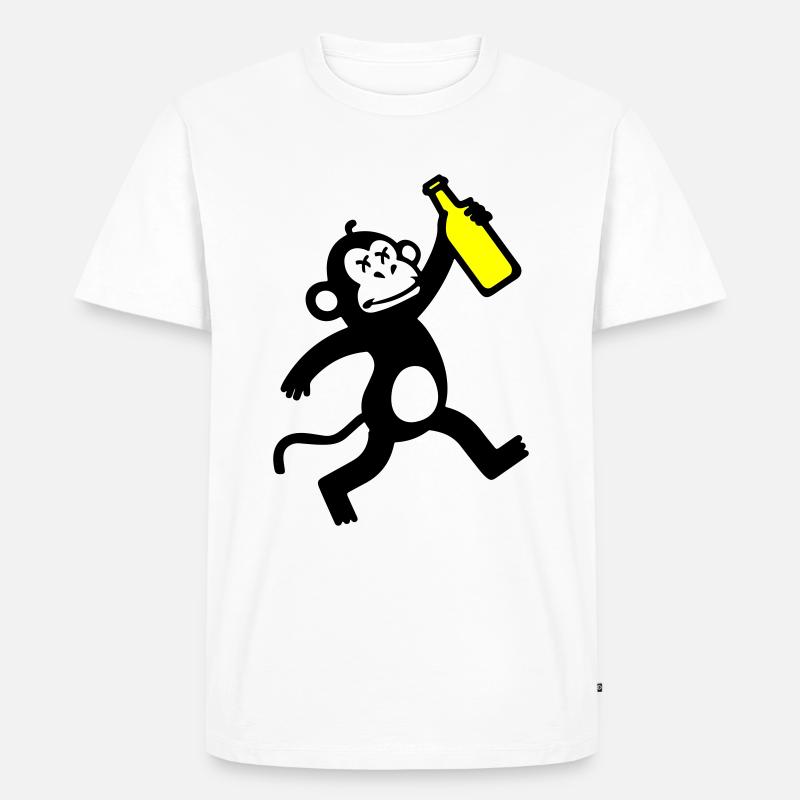 Affe Bier Party - Männer Premium Bio T-Shirt - Weiß