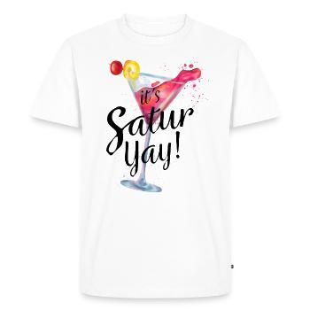 C'EST SATUR YAY! - T-shirt Premium bio Homme - blanc - Devant - Nico (187cm)