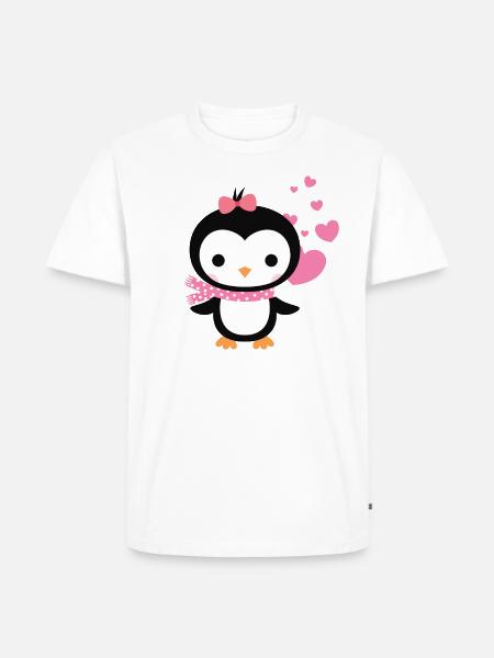 Sød pingvin med hjerte fejrer kærlighed - Herre Premium økologisk T-shirt - hvid