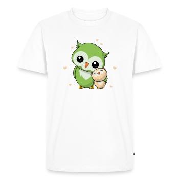Je suis la petite soeur - petite soeur chouette - T-shirt Premium bio Homme - blanc - Devant - Nico (187cm)