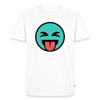 Émoticône drôle / Sourire - T-shirt Premium bio Homme - blanc - Devant - Nico (187cm)