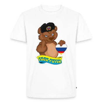 Russie Bear Fuck Poutine Ukraine Guerre - T-shirt Premium bio Homme - blanc - Devant - Nico (187cm)