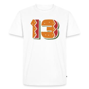 Burger numéro 13 - 13 ans 13e anniversaire cadeau - T-shirt Premium bio Homme - blanc - Devant - Nico (187cm)
