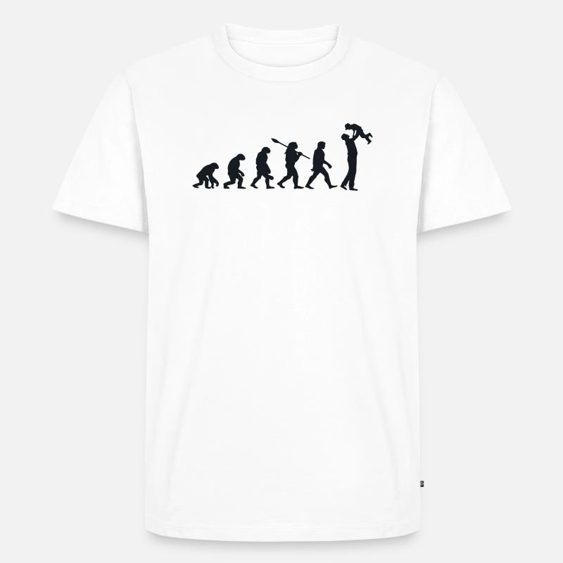 Évolution Darwin pour les Papas 👨‍👧‍👦 - T-shirt Premium bio Homme - blanc
