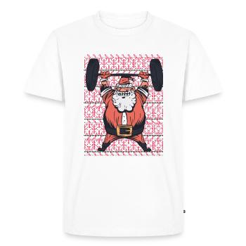 Pull de Noël laid Père Noël faire du sport - T-shirt Premium bio Homme - blanc - Devant - Nico (187cm)