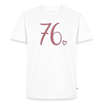 Cute Number 76, 76 Years Old, 76th Birthday Gift - Men's Premium Organic T-Shirt - white - Front - Nico (187cm)