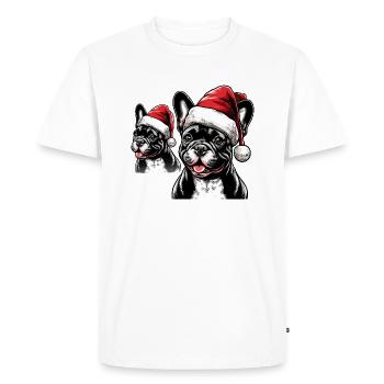 Cadeaux du Père Noël bouledogue français - T-shirt Premium bio Homme - blanc - Devant - Nico (187cm)