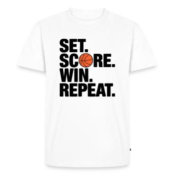 Définir le score Gagner Répéter - T-shirt Premium bio Homme - blanc - Devant - Nico (187cm)