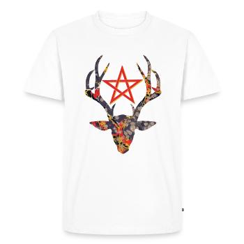 tête de cerf avec pentagramme e 202 - T-shirt Premium bio Homme - blanc - Devant - Nico (187cm)