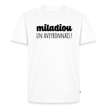 Miladiou aveyronnais - T-shirt Premium bio Homme - blanc - Devant - Nico (187cm)