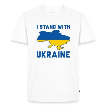 Je suis aux côtés de l’Ukraine - T-shirt Premium bio Homme - blanc - Devant - Nico (187cm)