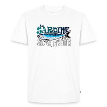 Sacrée sardine - T-shirt Premium bio Homme - blanc - Devant - Nico (187cm)