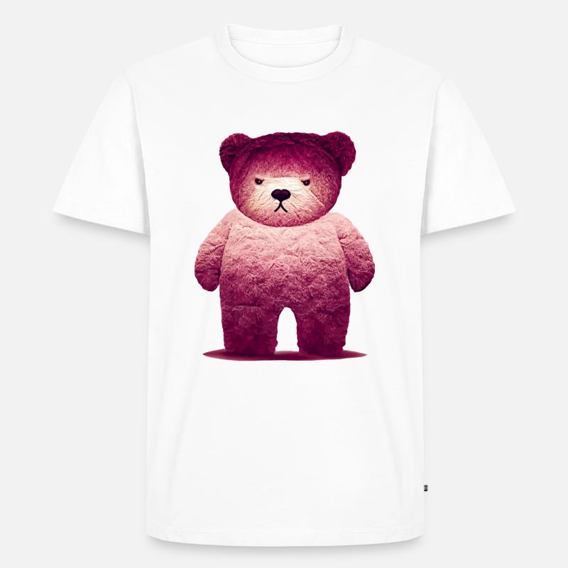Pink Grumpy Teddy - Männer Premium Bio T-Shirt - Weiß
