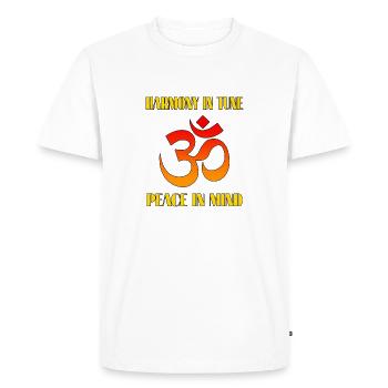 Om Zen Harmony - Mindful Peace Tee - T-shirt Premium bio Homme - blanc - Devant - Nico (187cm)