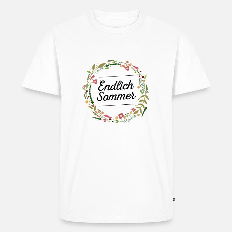 Endlich Sommer | Blumen Design | Geschenkidee - Männer Premium Bio T-Shirt - Weiß