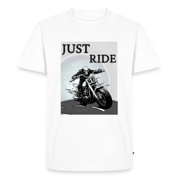 JUST RIDE Chemises de moto cool avec motif squelette - T-shirt Premium bio Homme - blanc - Devant - Nico (187cm)