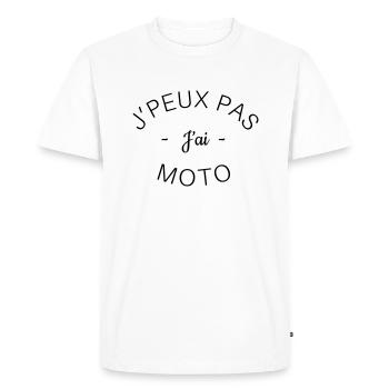 Je peux pas j ai moto - T-shirt Premium bio Homme - blanc - Devant - Nico (187cm)
