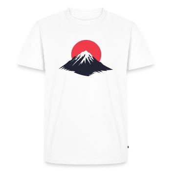 Mountain Drawing, Mountain Logo, Sun - Men's Premium Organic T-Shirt - white - Front - Nico (187cm)