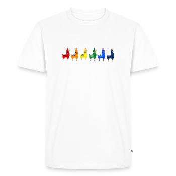 LGBT Rainbow Llama Alpaca Gay Pride Homo - Men's Premium Organic T-Shirt - white - Front - Nico (187cm)